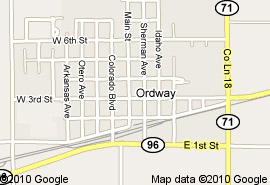 Google Map of downtown Ordway, CO